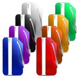 Aluminum Luggage Tags with ID Cards - 8 Pack