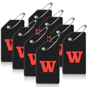 8 Pack Travel Luggage Tags with Initials - Letter W