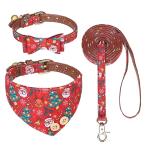 Christmas Dog Collar and Leash Set with Bow Tie