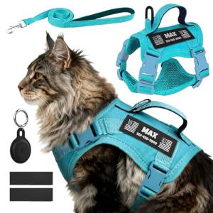 Blue Tactical Cat Harness and Leash Set