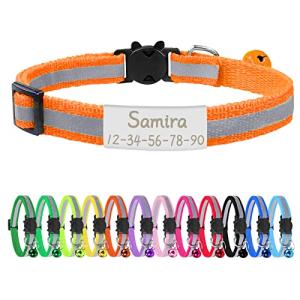 Reflective Personalized Cat Collar with Name Tag