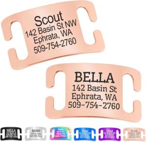 Personalized Slide-On Pet ID Tags in Rose Gold