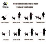 Hands-Free Multi-Function Leather Dog Leash 8ft