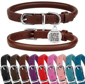 Bronzedog QR ID Leather Dog Collar in Brown