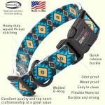 Biothane Waterproof Quick Release Dog Collar - Blue Aztec