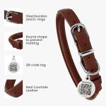 Bronzedog QR ID Leather Dog Collar in Brown