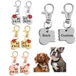 Matching Engraved Dog ID Necklace and Keychain Set