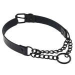 Gothic Black Leather Pet Collar and Leash Set
