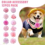 12 Pcs Pink Floral Dog Collar Accessories