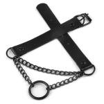 Gothic Black Leather Pet Collar and Leash Set