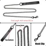 Gothic Black Leather Pet Collar and Leash Set