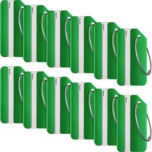 12 Metal Travel ID Tags for Luggage (Green)