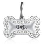 Engraved Stainless Steel Pet ID Tag with Bling