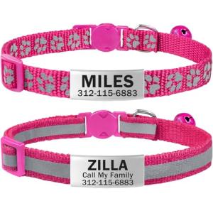 Personalized Reflective Cat Collar with Name Tag