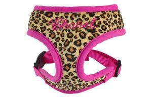 Personalized Plush Leopard Dog Harness & Leash Set
