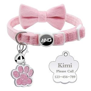 Personalized Velvet Cat Collars with ID Tags