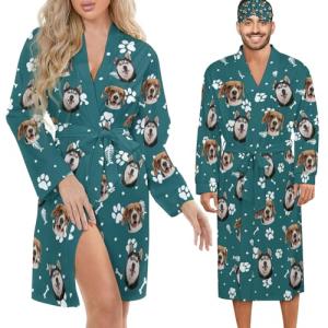 Custom Bathrobe with Pet Faces - Perfect Gift