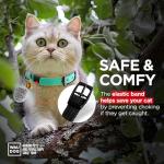 Stylish Mint Leather Cat Collar with QR ID Tag