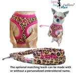 Personalized Plush Leopard Dog Harness & Leash Set
