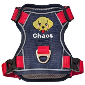 Personalized No-Pull Dog Harness with Name, Navy Blue