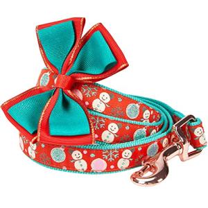 Blueberry Pet Christmas Snowman Dog Leash with Bowtie