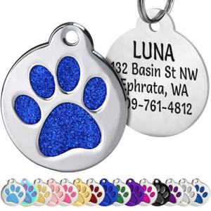 Personalized Stainless Steel Paw Print Pet Tag