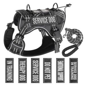 Tactical Vest Harness and Leash for Service Dogs