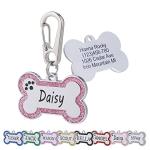 Personalized Stainless Steel Glittery Bone Pet ID Tags