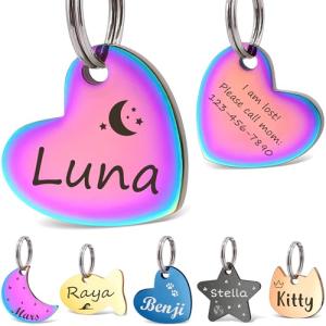Personalized Small Dog Cat ID Tags - Rainbow Heart