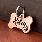 Personalized Hollow Paw Dog ID Tags in Rose