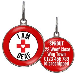Deaf Dog Tag with Custom Text and Colors