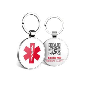QR Medical Alert ID Tag Keychain - 2 Pack