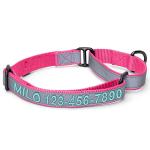 Personalized Reflective Dog Collar - Pink