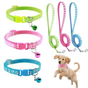 Puppy Paw Print Collar and Leash Set