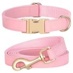 Stylish Pink PU Leather Dog Collar and Leash Set