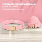 Stylish Pink PU Leather Dog Collar and Leash Set