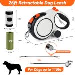 Heavy Duty Retractable Dog Leash with Poop Bag