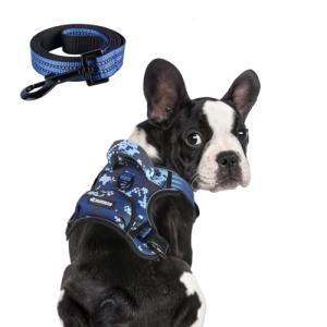 BUMBIN No Pull Dog Harness with Leash - Blue Camo