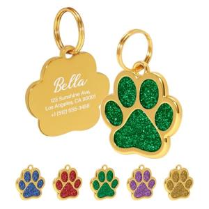 Personalized Paw Print Dog ID Tags in 5 Colors