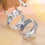 Custom Rainbow Paw Print Pet Rings for Women