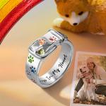 Custom Rainbow Paw Print Pet Rings for Women
