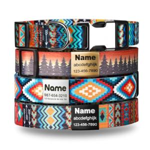 Custom Nylon Dog Collar with Engraved Name Tag