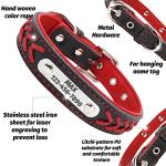 Reflective Personalized Dog Collar with Bells, Red
