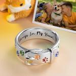 Custom Rainbow Paw Print Pet Rings for Women