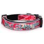 Personalized Reflective Padded Dog Collar - Pink Camo