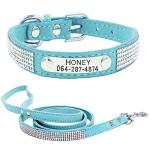 Personalized Bling Rhinestone Dog Collar and Leash Set