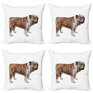 Bulldog Throw Pillow Case Set of 4