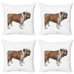 Bulldog Throw Pillow Case Set of 4