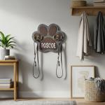 Wall-Mounted Dog Leash and Harness Holder