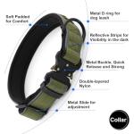 Reflective Adjustable Tactical Dog Collar in Ranger Green